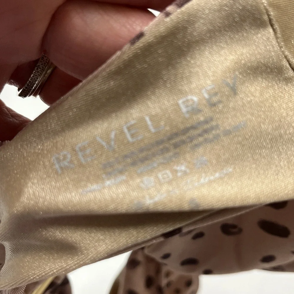 Revel Rey Binki Spencer Top Brown Animal Cheetah Print Underwire S Scrunch Strap